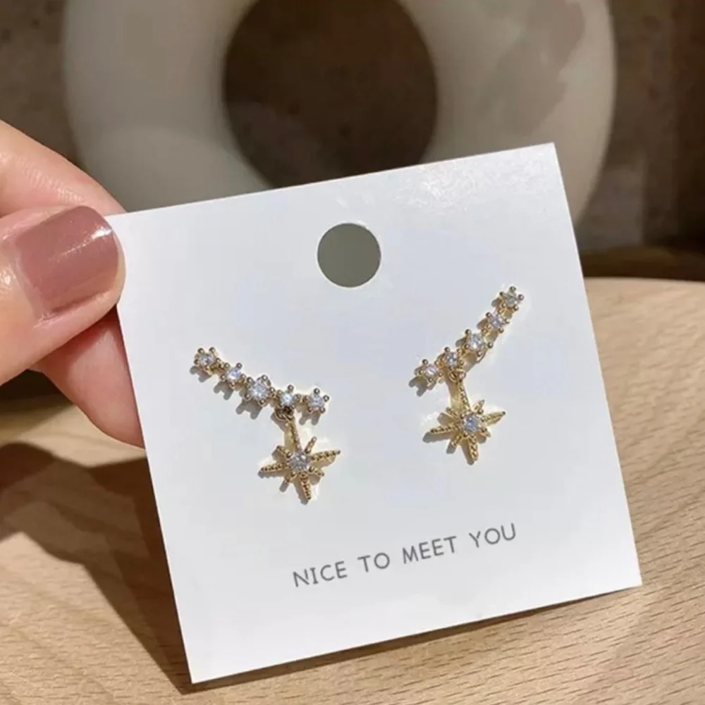 New Star of Bethlehem Sterling Silver & 10k Gold Stud Ear Crawler Earrings
